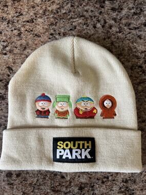 South Park Hat Beanie Logo Embroidered Tan Lightweight Stan Kenny Eric Kyle Soft